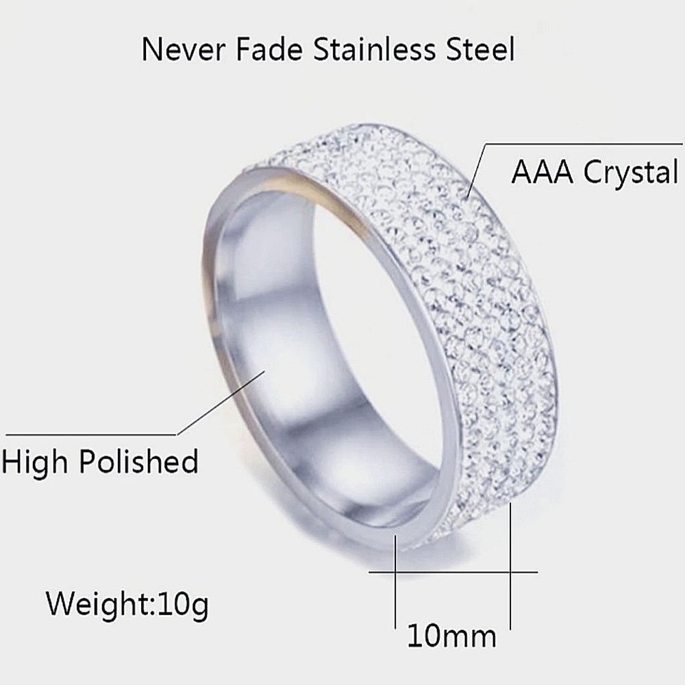 Womens Ring 5 Row Sparkling AAA crystal Band Ring Engagement Wedding NWT - Picture 8 of 12